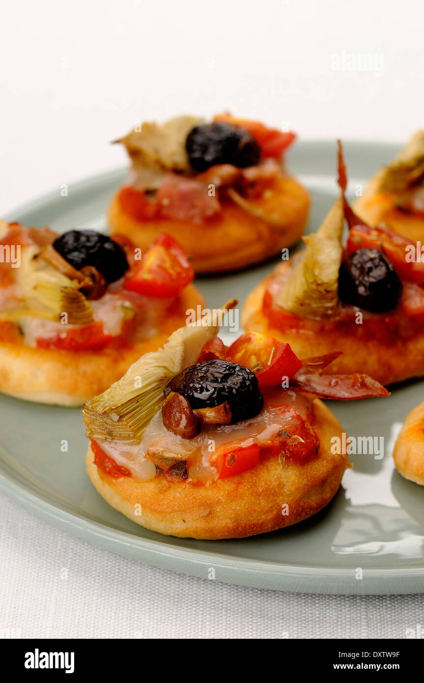 Mini-Pizzen Stockfoto