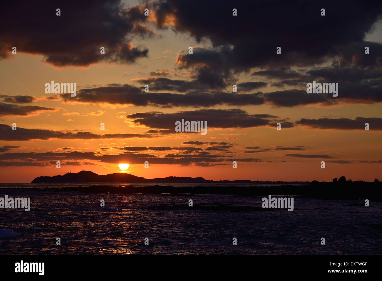 Sonnenuntergang Landschaft von der Insel Jeju, Korea Stockfoto