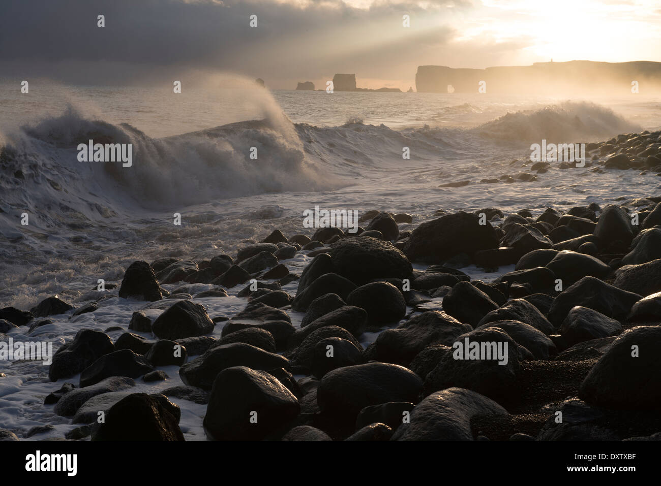 Dyrhólaey Vorgebirge am Atlantik, Island Stockfoto
