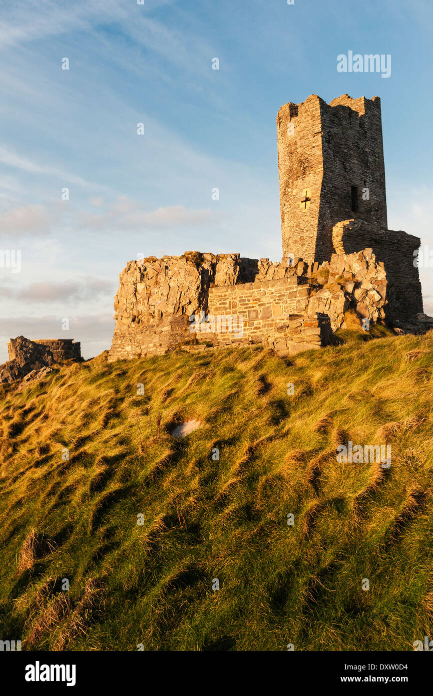 Aberystwyth Castle, Wales, Vereinigtes Königreich, unter König Edward i. gebaut. Die 13c Porth Newydd oder neues Tor bei Sonnenuntergang Stockfoto