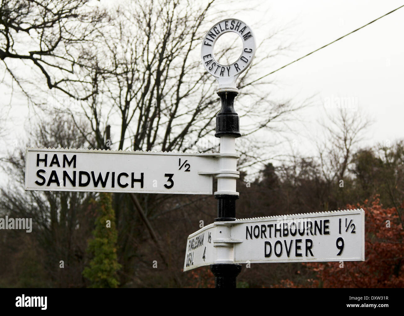 Straßenschild Rechtschreibung der Wörter Schinken und Sandwich, Platz zwei Namen in Kent Stockfoto