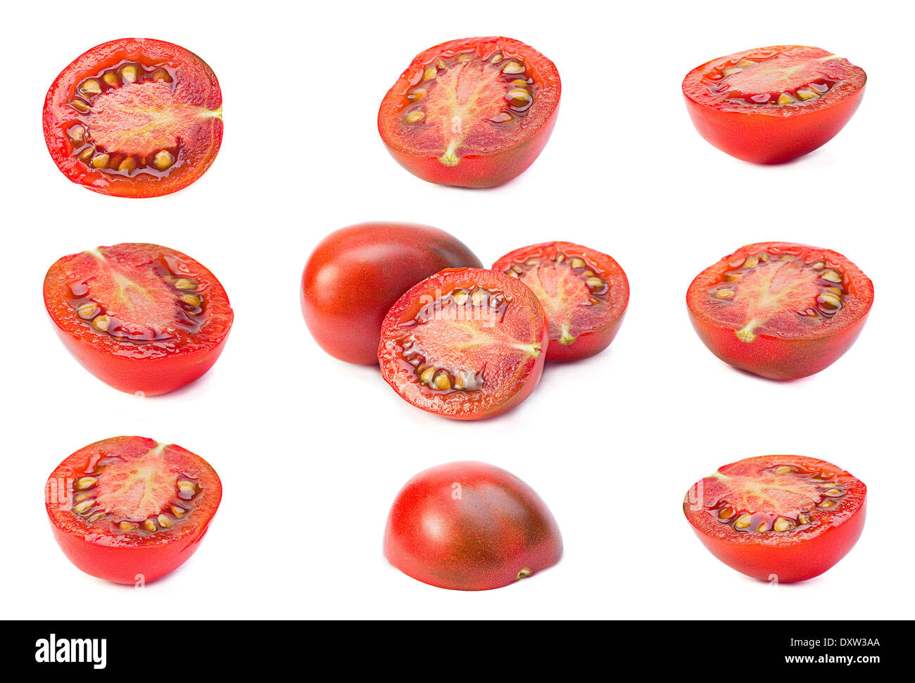 Festen Bestandteil Tomaten isoliert auf weißem Hintergrund Stockfoto