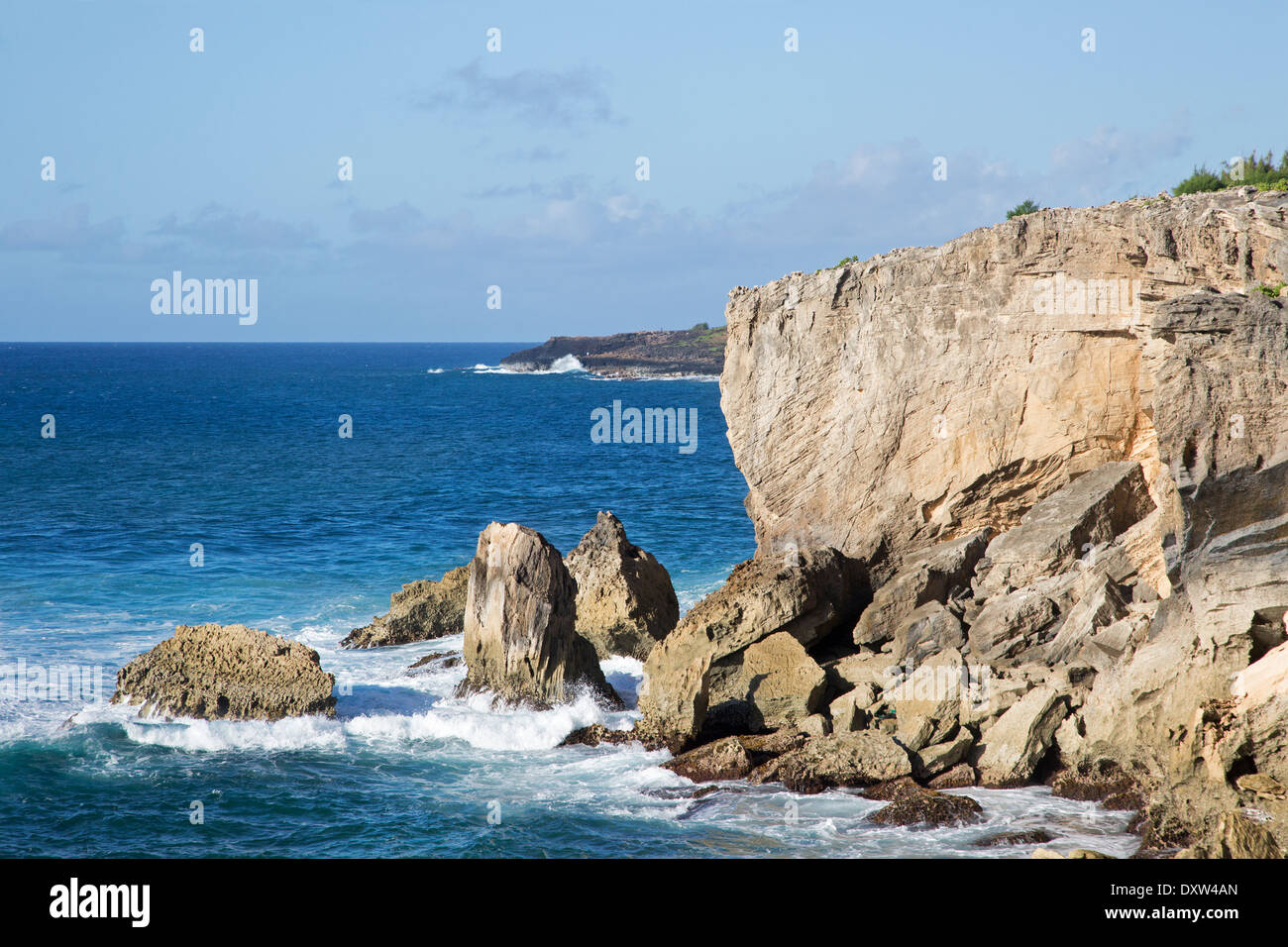 Lithified Sanddünen auf dem Mahaulepu Heritage Trail auf den hawaiianischen Inseln Stockfoto