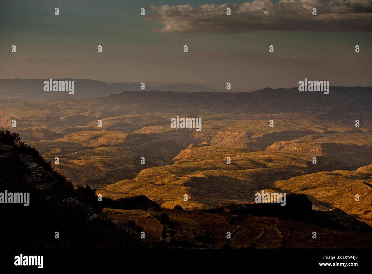 Offenen staubigen äthiopischen Simien Gebirge Ansichten Vista Himmel Stockfoto