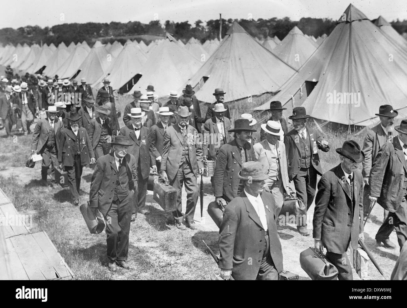 Veteranen, die Ankunft in den 50. Jahrestag der Schlacht von Gettysburg, 30. Juni 1913 Stockfoto