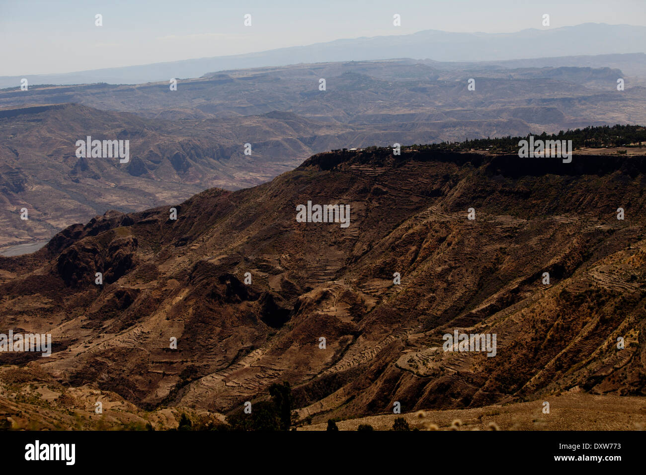 Offenen staubigen äthiopischen Simien Mountain Blick auf vista Stockfoto