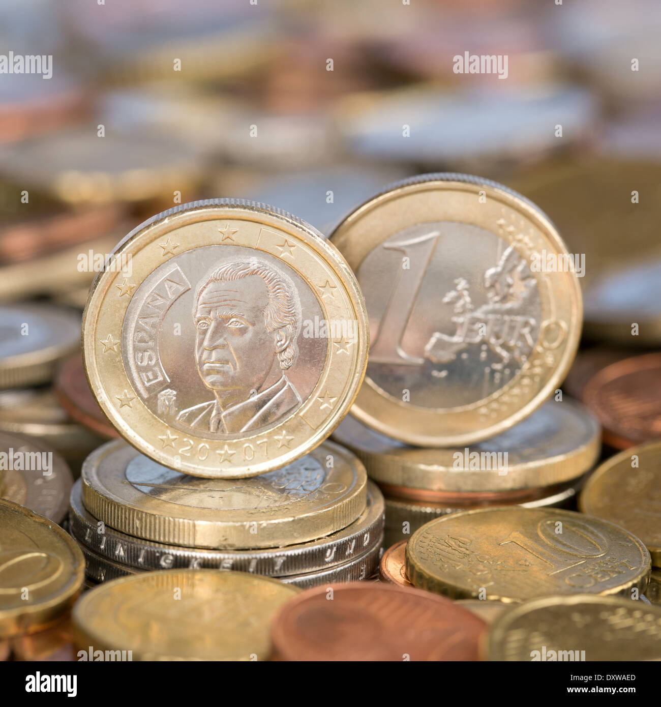 Ein ein-Euro-Münze aus der Europäischen Union Währung Mitglied Land Spanien Stockfoto