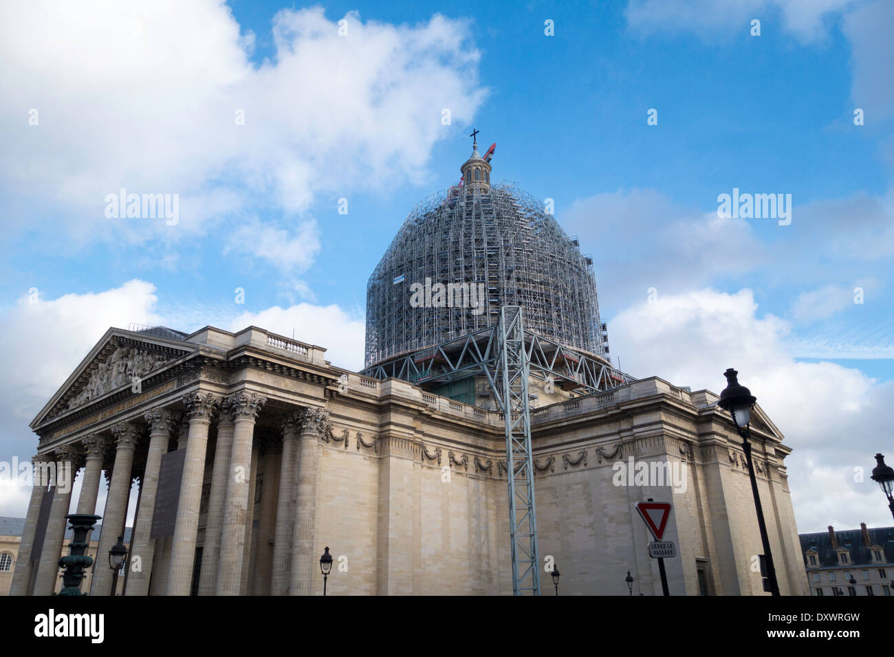 Das Pantheon unter Gerüstbau, Paris, Frankreich Stockfoto