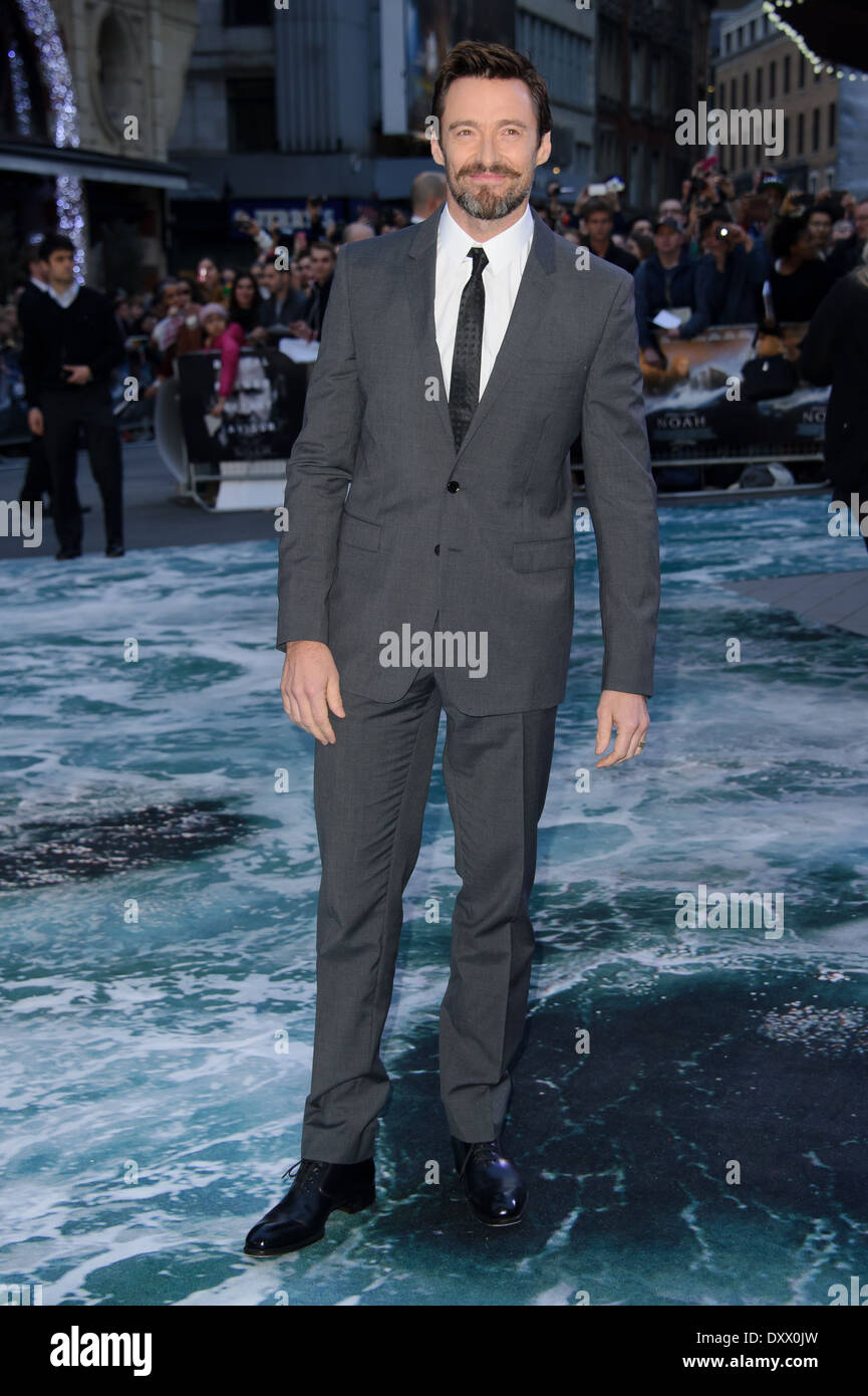 Hugh Jackman kommt für die UK Premiere von Noah. Stockfoto