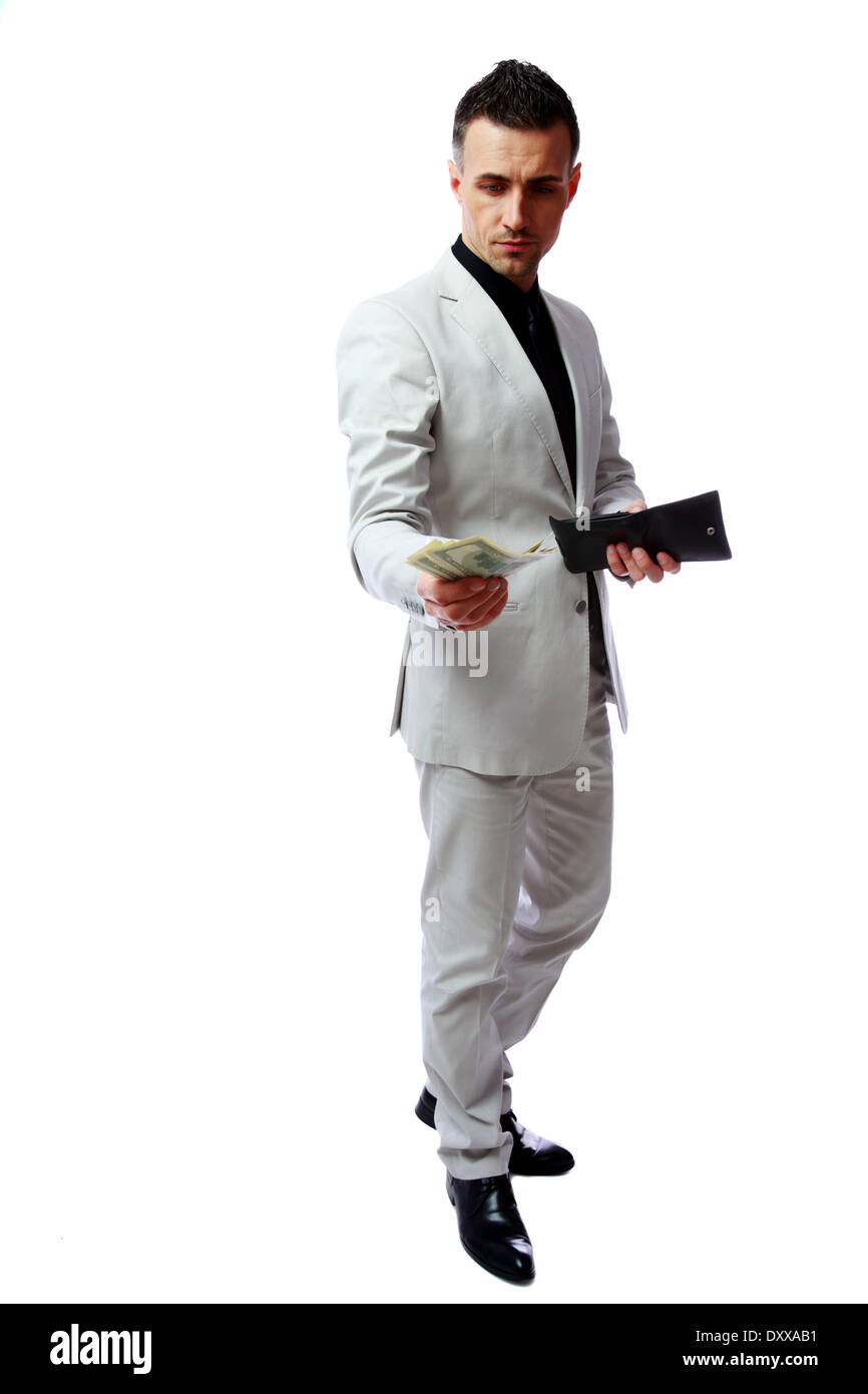 Porträt eines zuversichtlich Geschäftsmann geben Sie US-Dollar Stockfoto