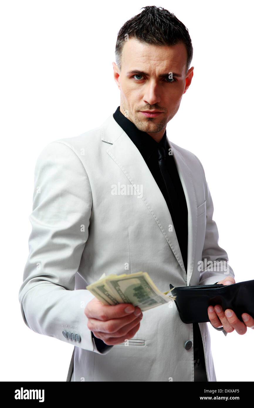 Zuversichtlich Geschäftsmann geben Sie US-Dollar Stockfoto
