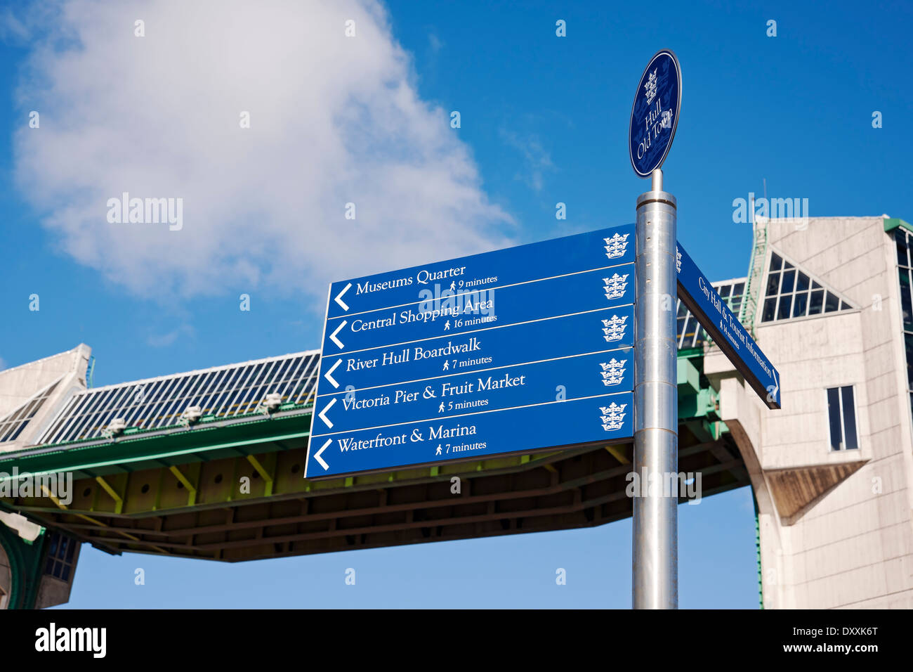 Nahaufnahme der Touristeninformation Schild in der Old Town Kingston-upon-Hull East Yorkshire England Vereinigtes Königreich Großbritannien und Nordirland GB Großbritannien Stockfoto