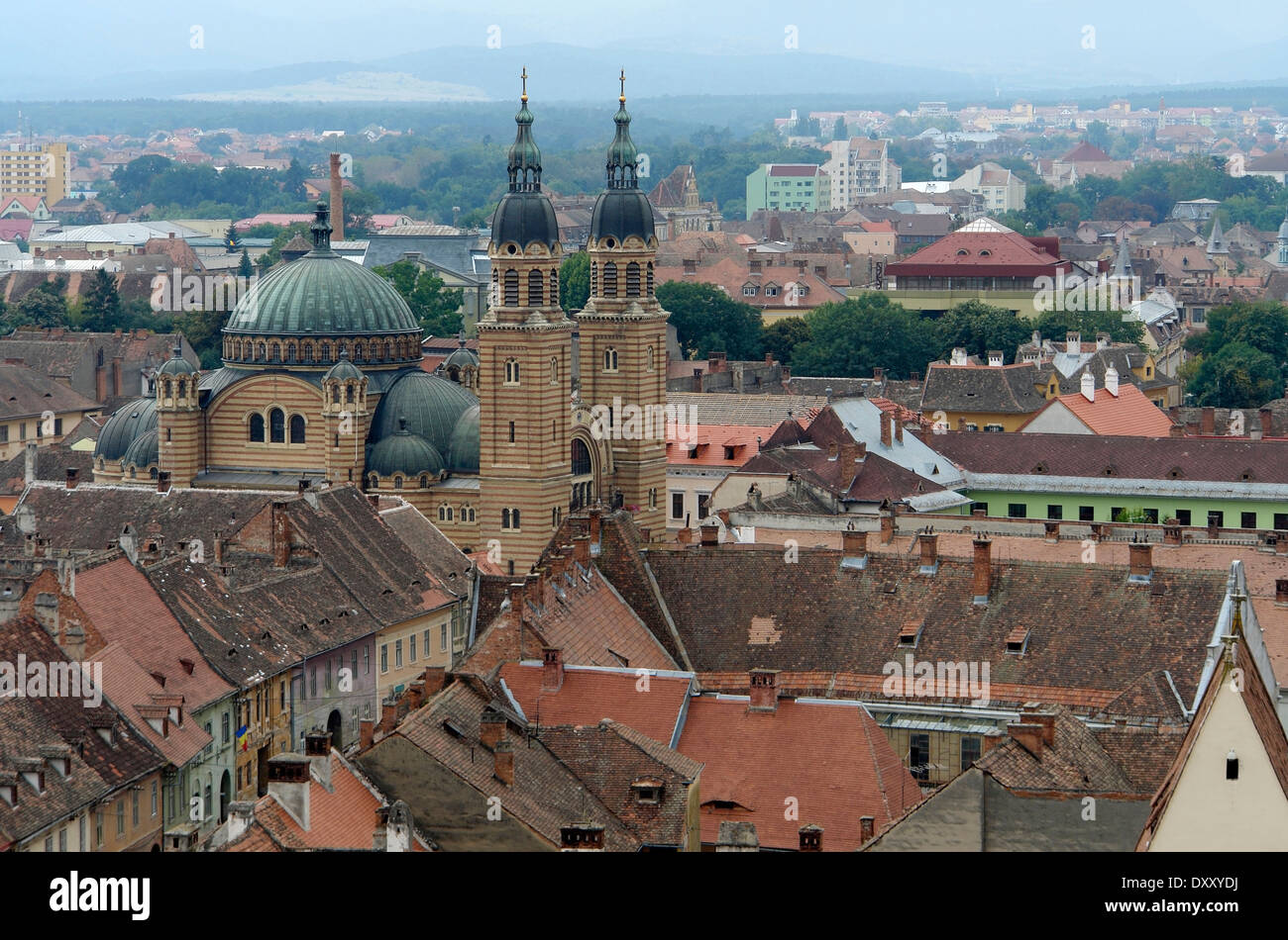 Luftaufnahme von Sibiu, eine Stadt in Rumänien Stockfoto