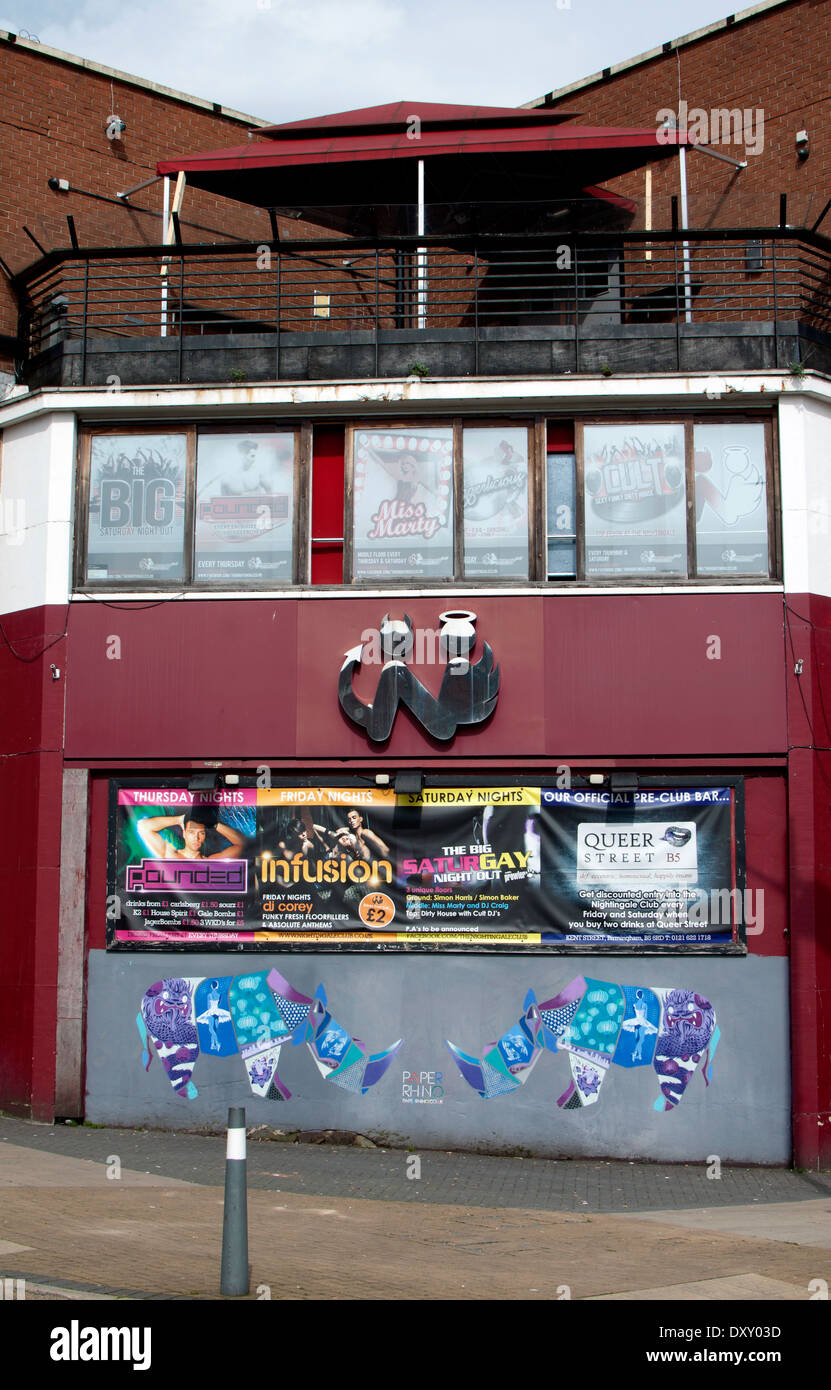 Gay Village, Birmingham, UK. Die Nachtigall-Club. Stockfoto