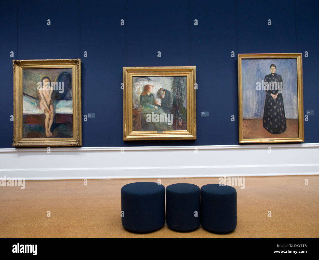 Die norwegische National Museum und Galerie in Oslo Norwegen, Edvard Munch Raum mit vielen prägenden Gemälden Stockfoto