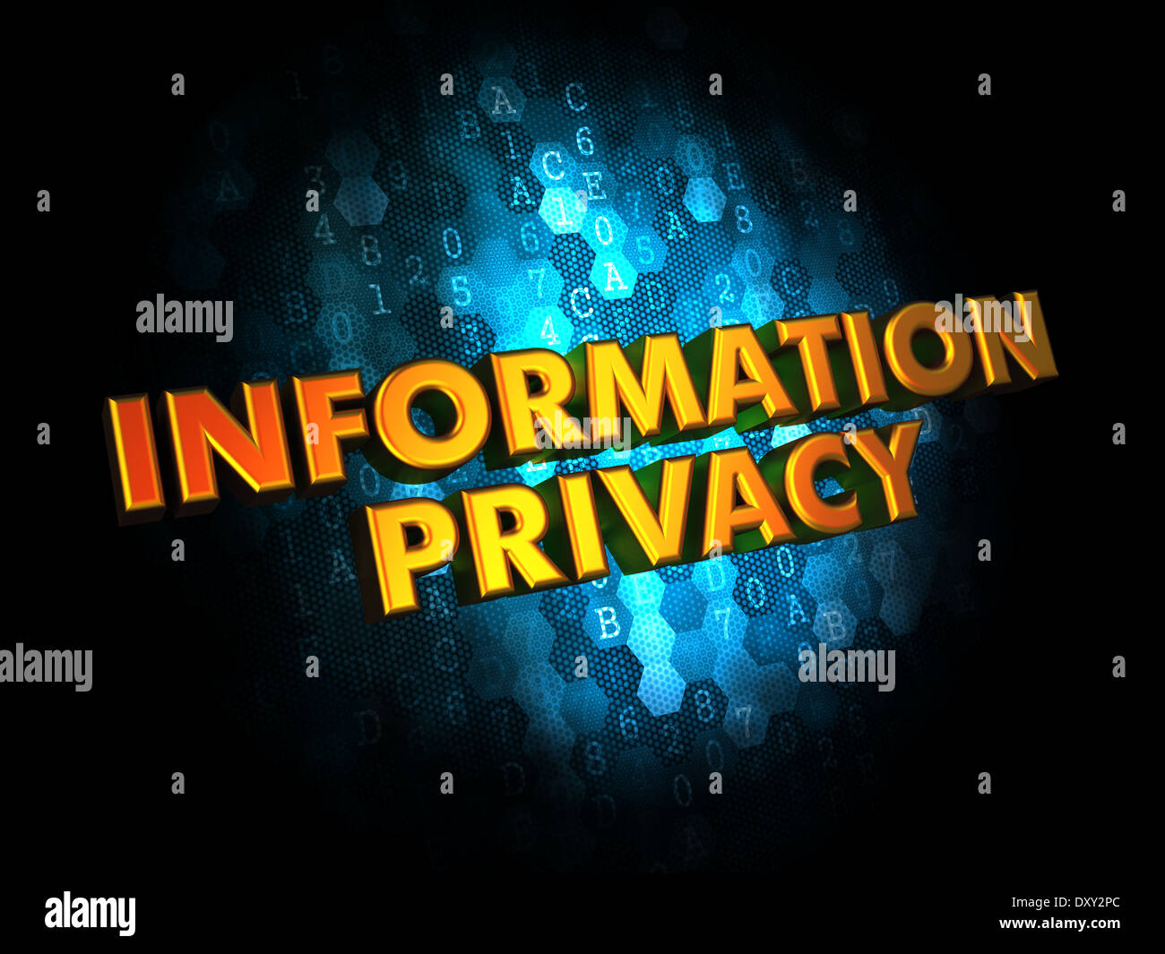 Informationen Datenschutz-Konzept auf digitalen Hintergrund. Stockfoto