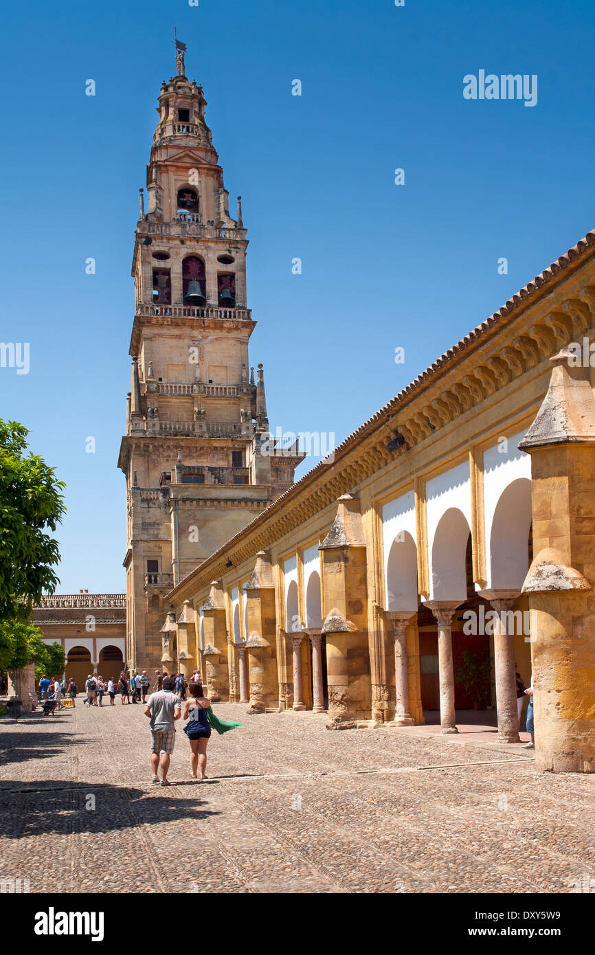 Cordoba, Andalcia, Spanien. Der Torre del Alminar (Glockenturm), das Minarett der Moschee (La Meziquita ersetzt. Stockfoto