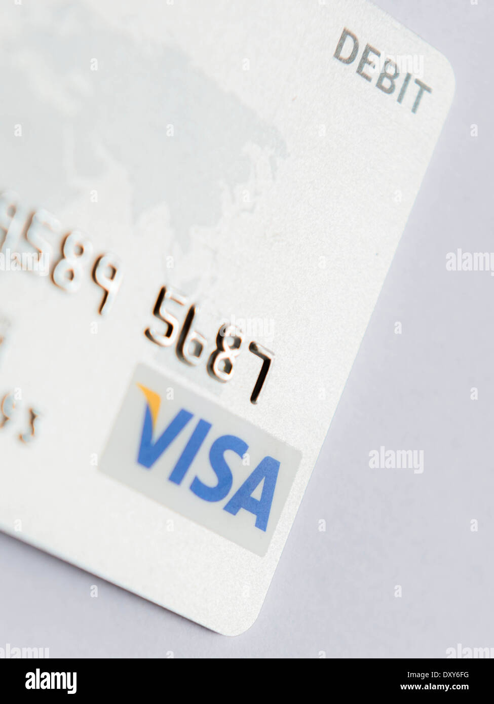 Visa-Debitkarte hautnah Stockfoto