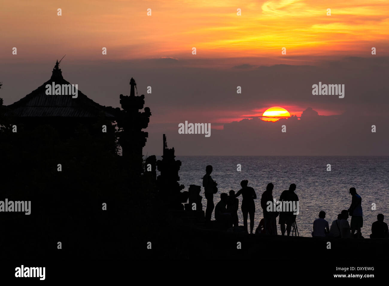 Tanah Lot Tempel Sonnenuntergangszeit, Bali, Indonesien Stockfoto