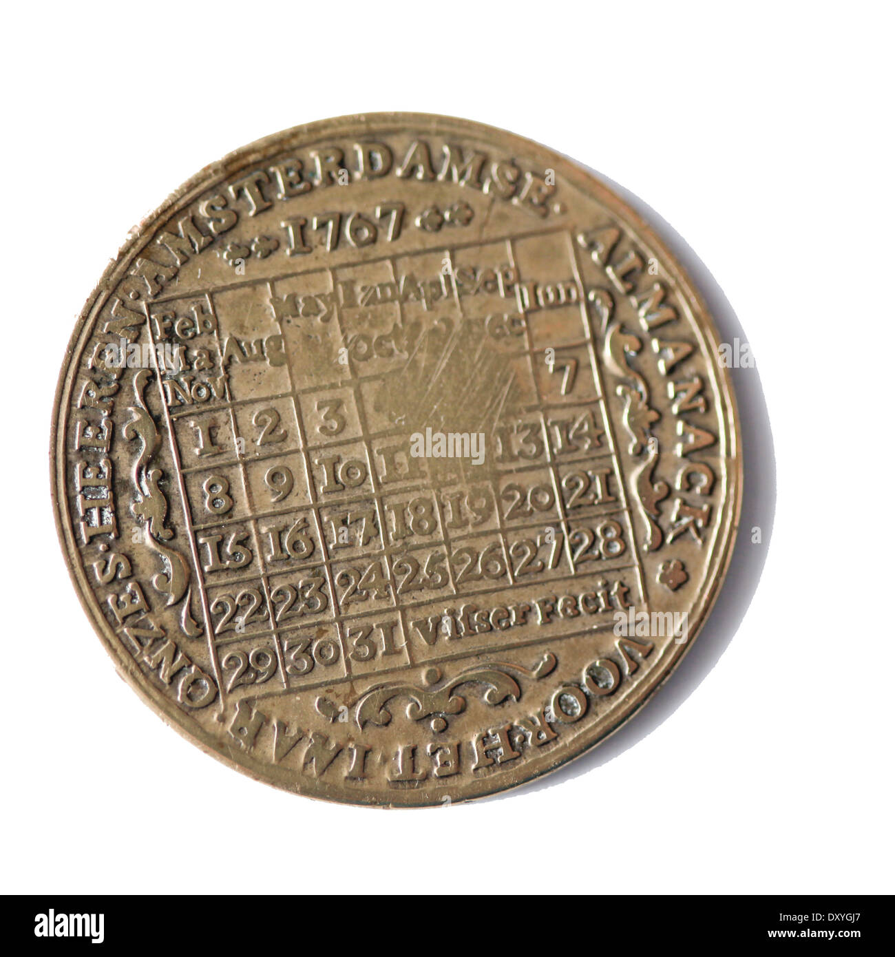 Original antike holländische ewige Caleder-Münze aus dem Jahr 1767 Stockfoto