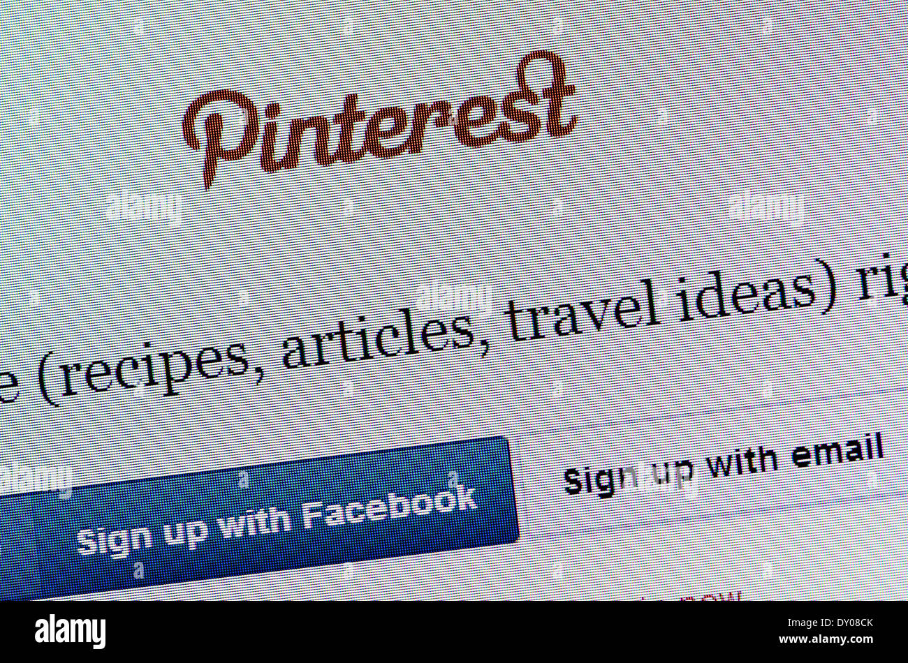 Computer-Screenshot - Pinterest Webseite Stockfoto