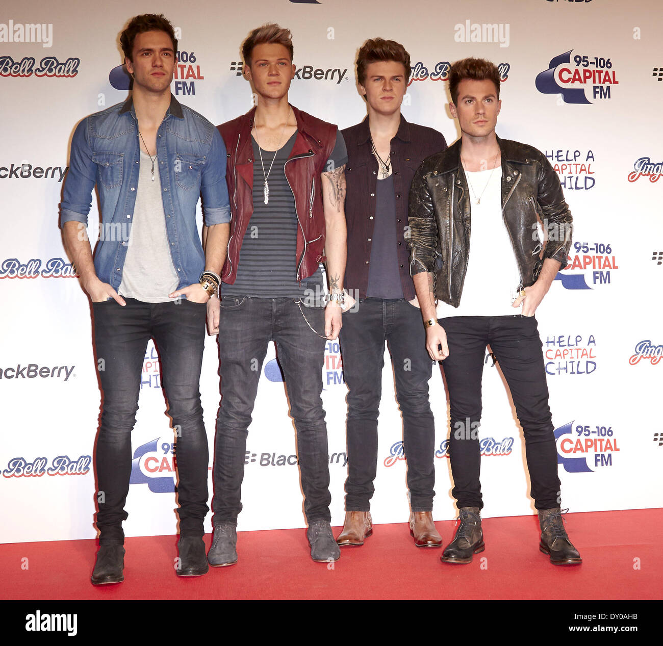 Capital FM Jingle Bell Ball statt in der O2 Arena - Ankünfte mit: Andy Brown, Joel Peat, Ryan Fletcher, Adam Pitts, Lawson wo: London Vereinigtes Königreich wenn: 8. Dezember 2012 Stockfoto