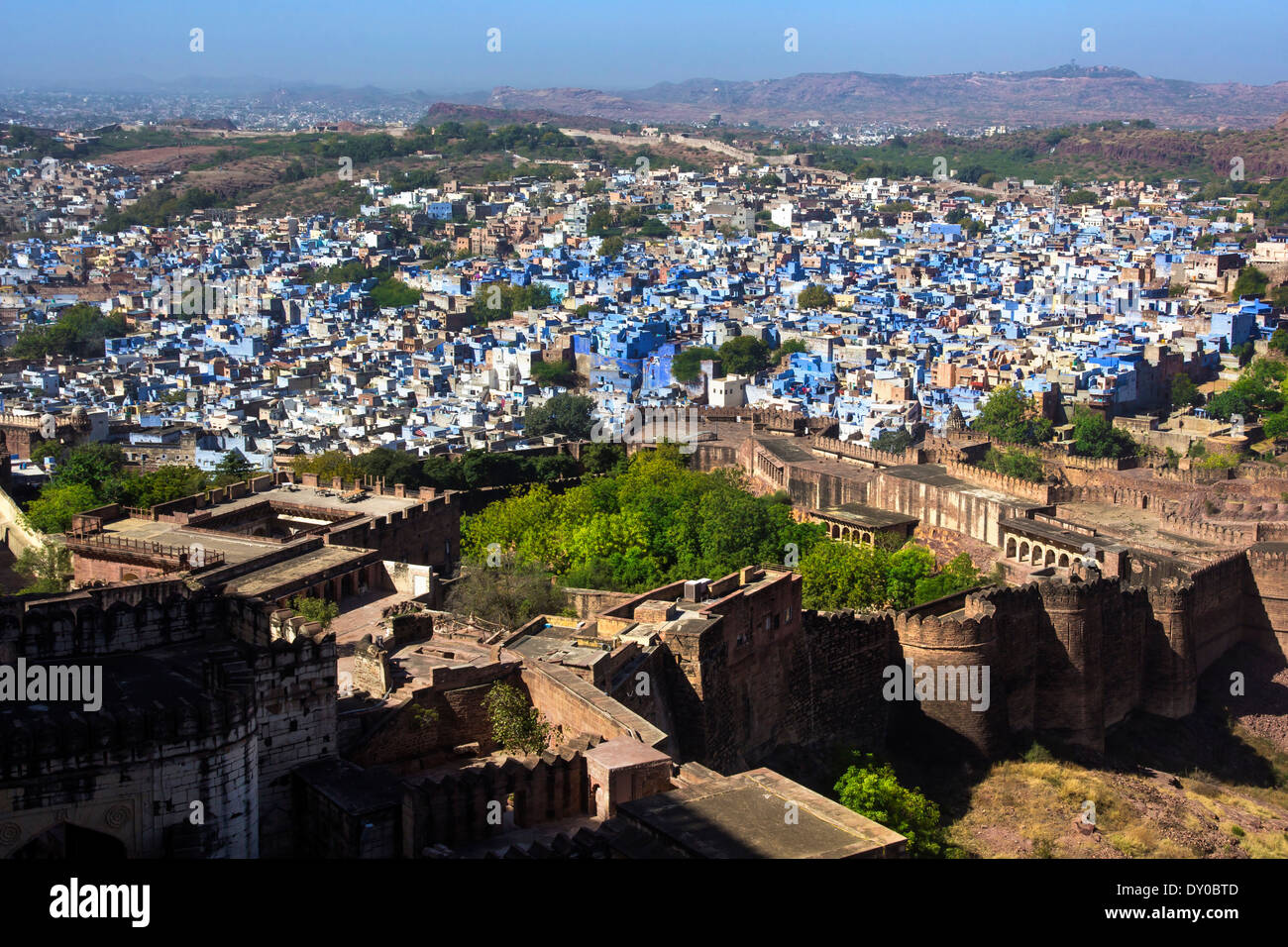 Draufsicht Jodhpur Stadt oder die blaue Stadt, Rajasthan, Indien Stockfoto