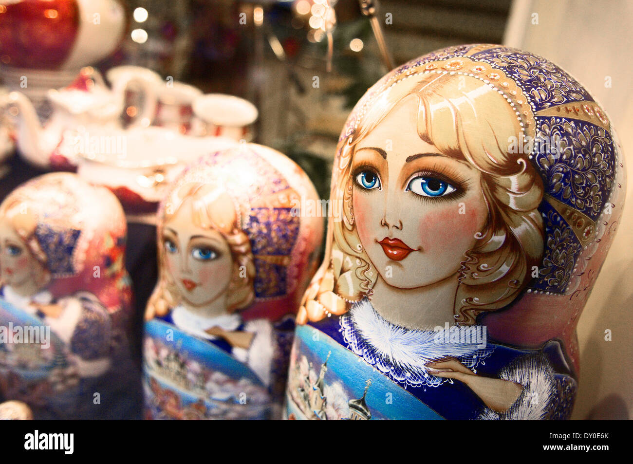 Matroschka Puppen zum Verkauf in Moskau. Stockfoto