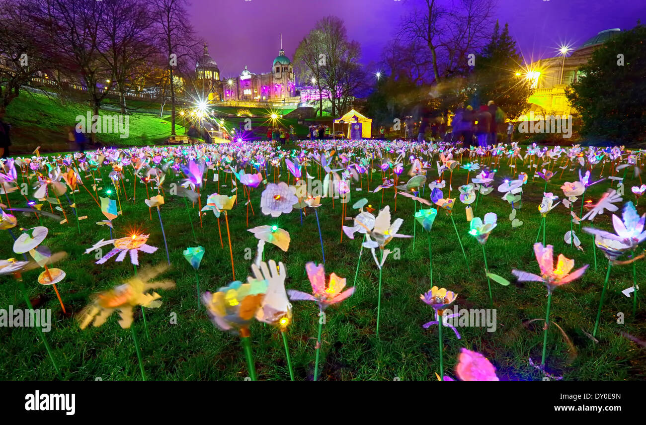 Spektren Light Event in Union Terrace Gardens in Stadtzentrum von Aberdeen, Schottland, Großbritannien Stockfoto