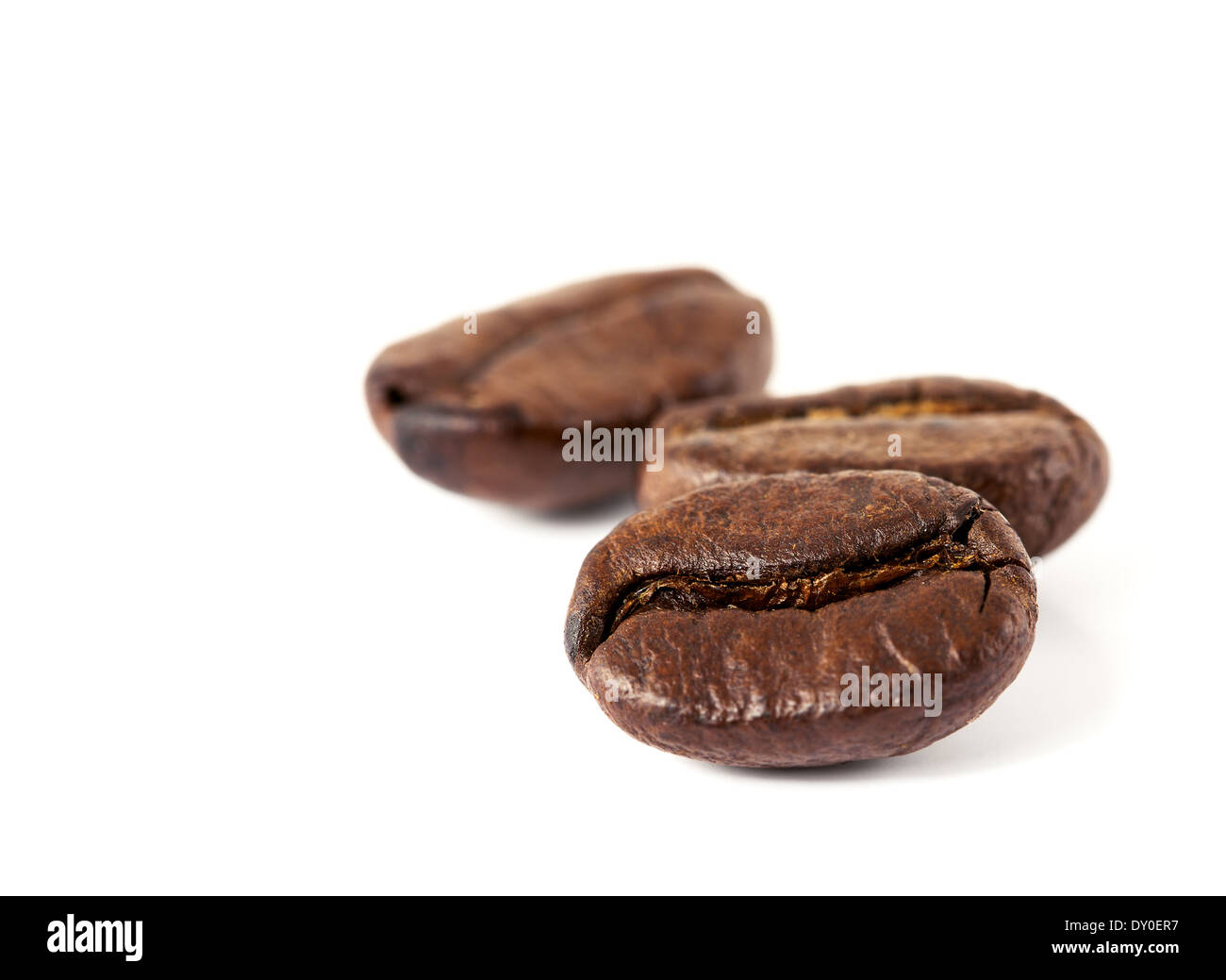 Kaffeebohne auf weißem Hintergrund Stockfoto
