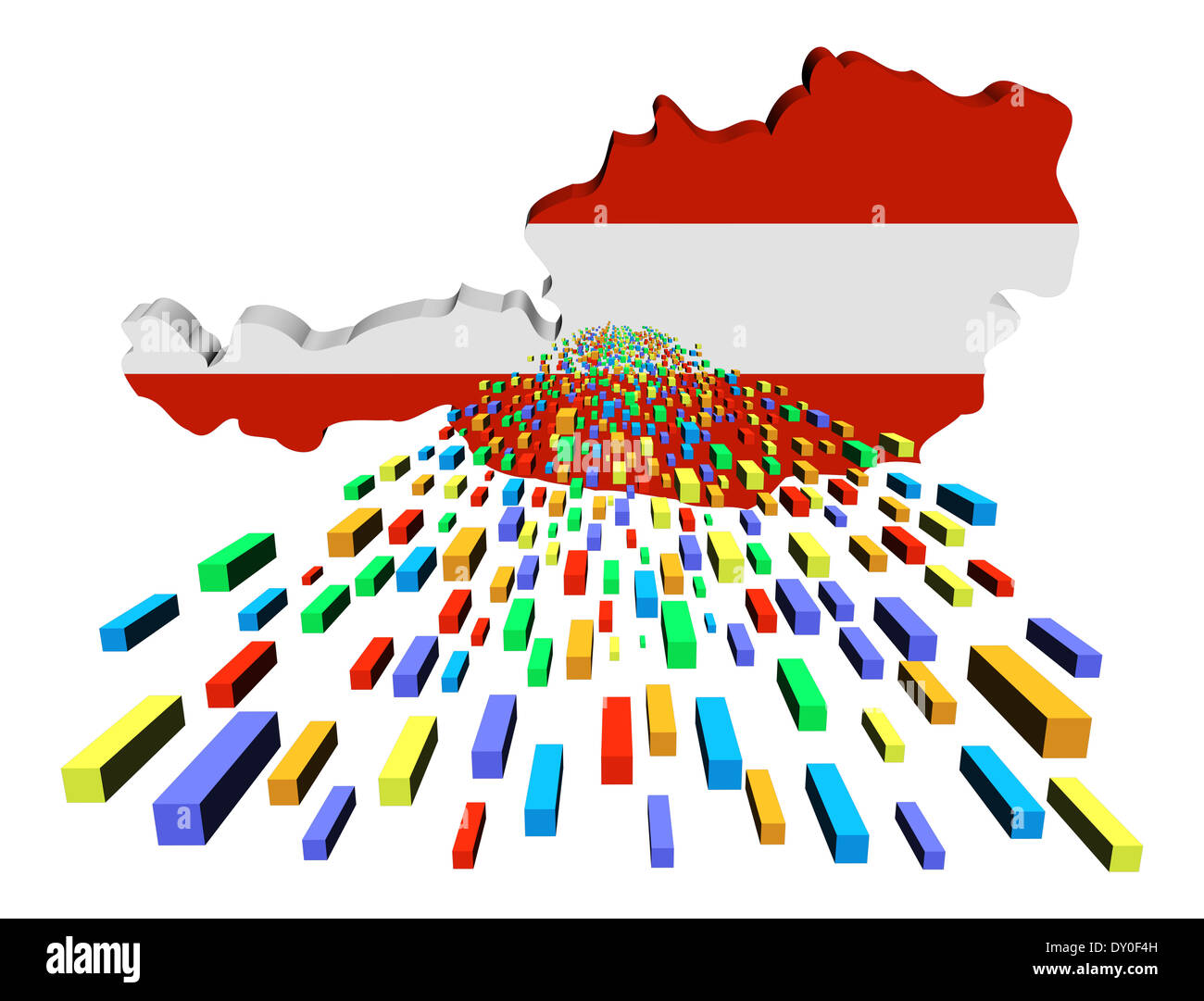 Österreich Karte Flagge mit Container-illustration Stockfoto