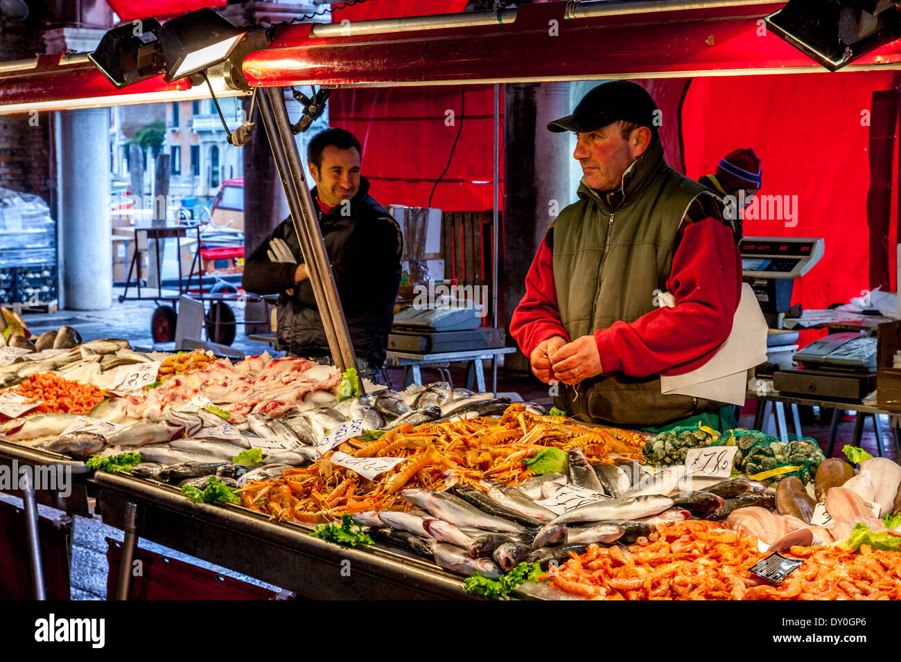 Fisch Markt, Rialto, Venedig, Italien Stockfoto
