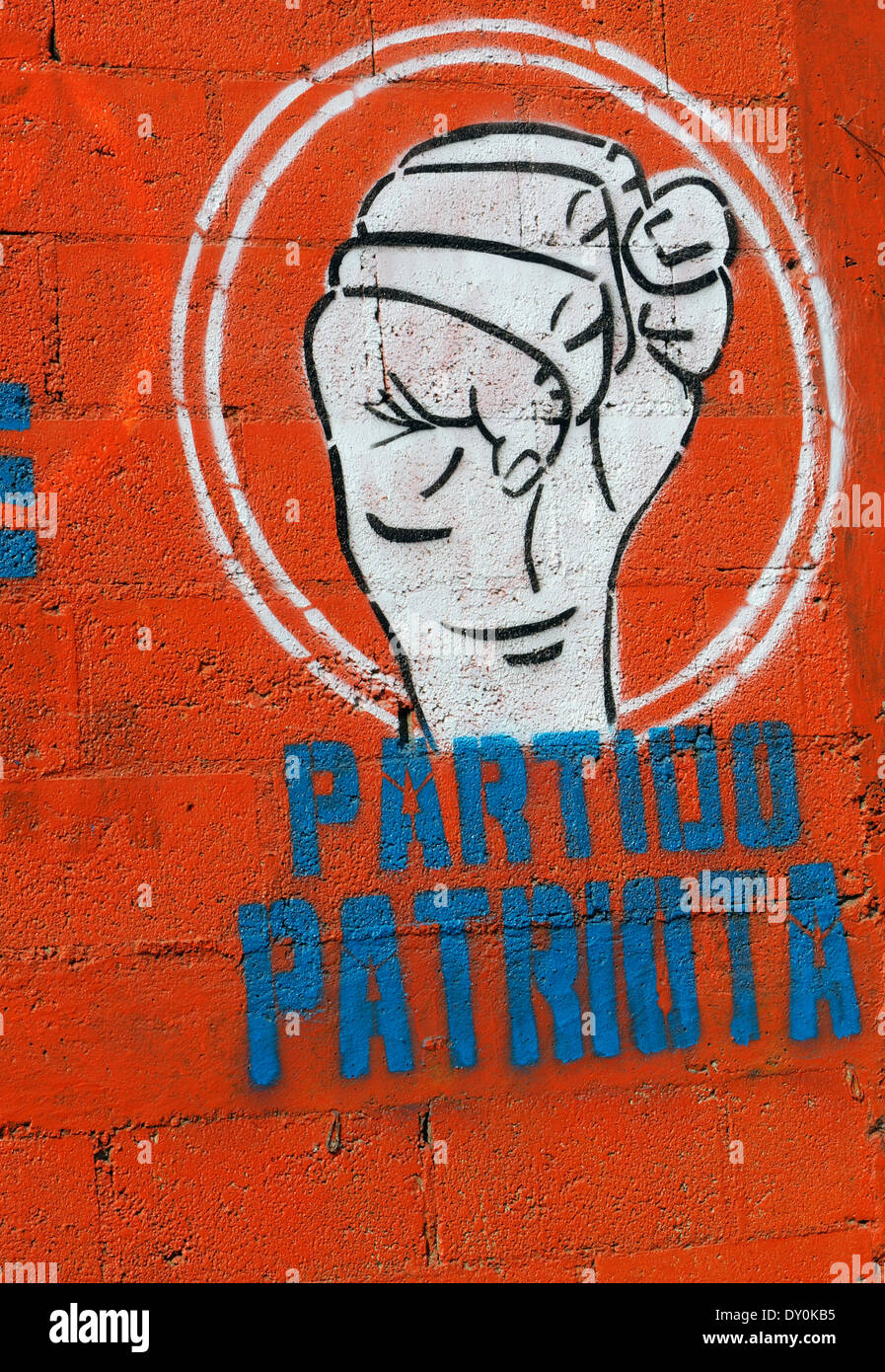 Symbol des Mitte-rechts-Patriotische Partei oder Patriot-Partei, Partido Patriota, an eine Wand gemalt. Stockfoto