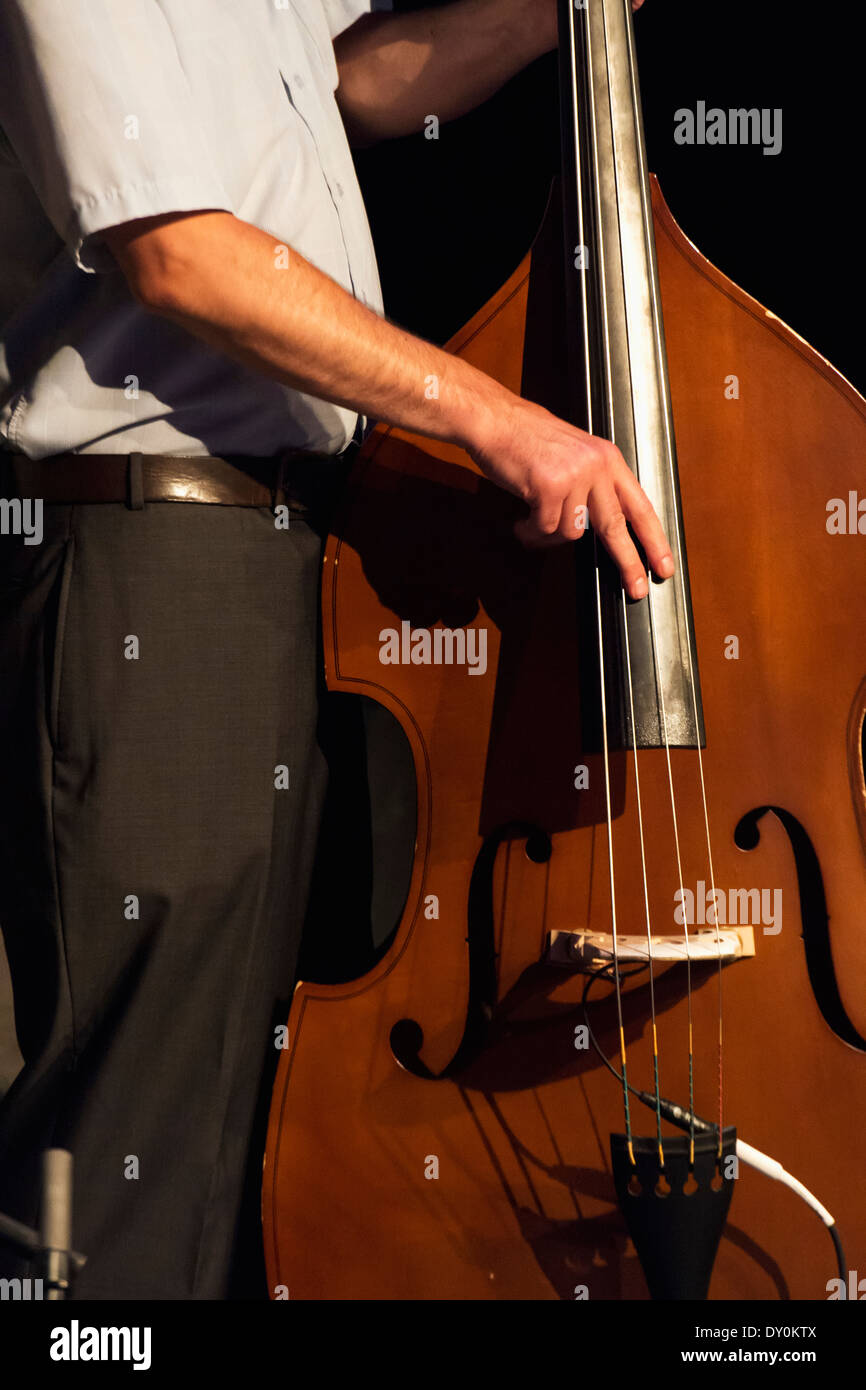 Einen Kontrabass zu spielen; Winnipeg, Manitoba, Kanada Stockfoto