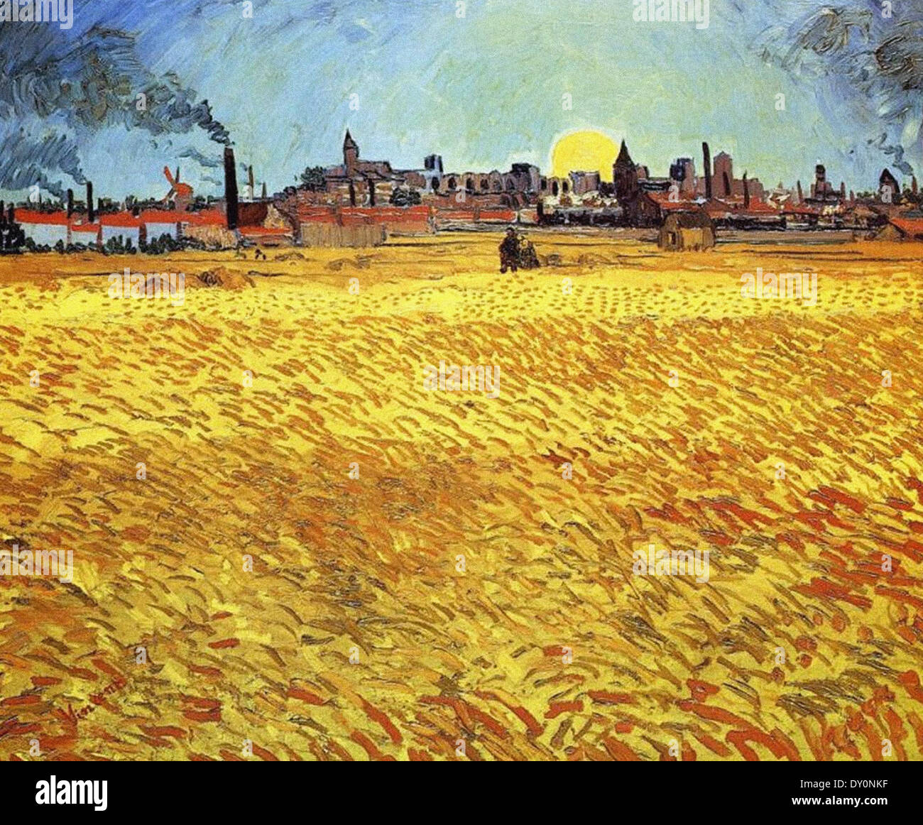 Vincent van Gogh Sommerabend, Weizenfeld mit Abendsonne Stockfoto