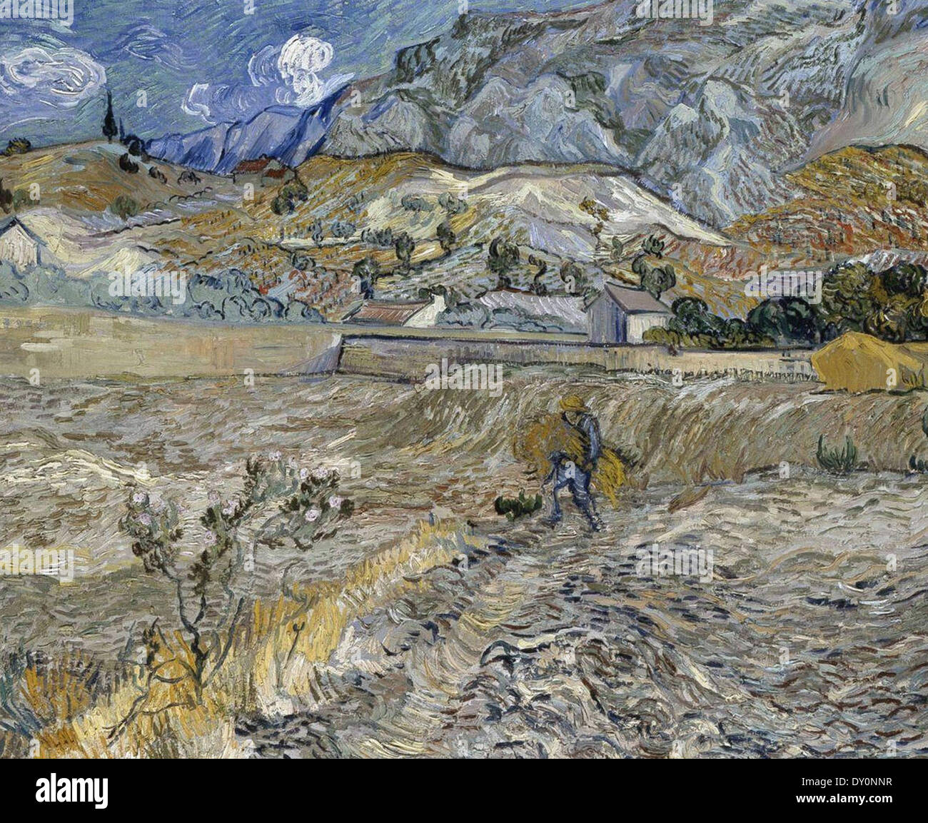 Vincent Van Gogh Landschaft bei Saint-Rémy (geschlossene Feld mit Bauer) Stockfoto
