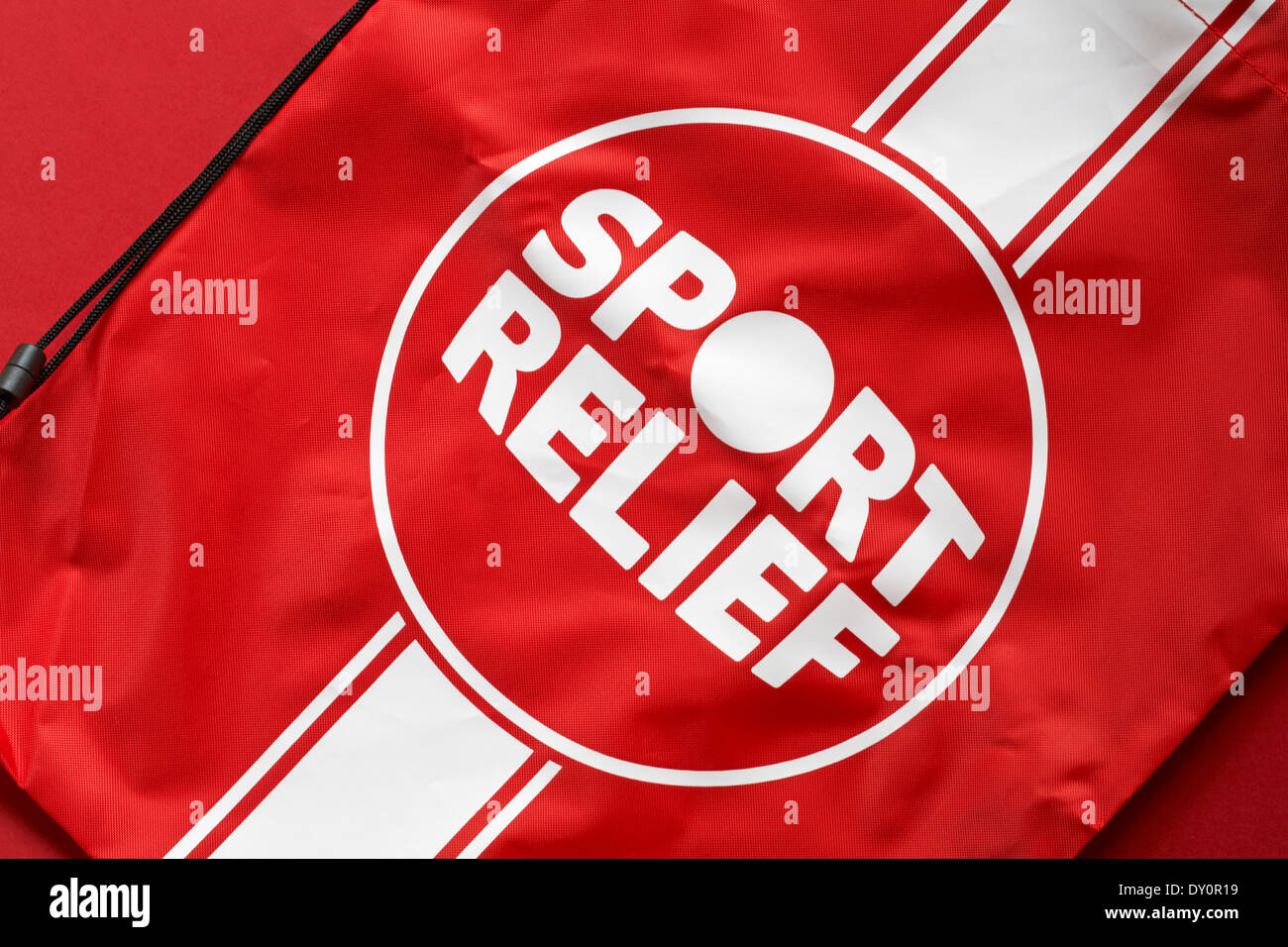 Sport Relief Logo auf Sporttasche - Sport Relief ist eine alle zwei Jahre stattfindende Charity Event von Comic Relief, in Verbindung mit der BBC Sport Stockfoto