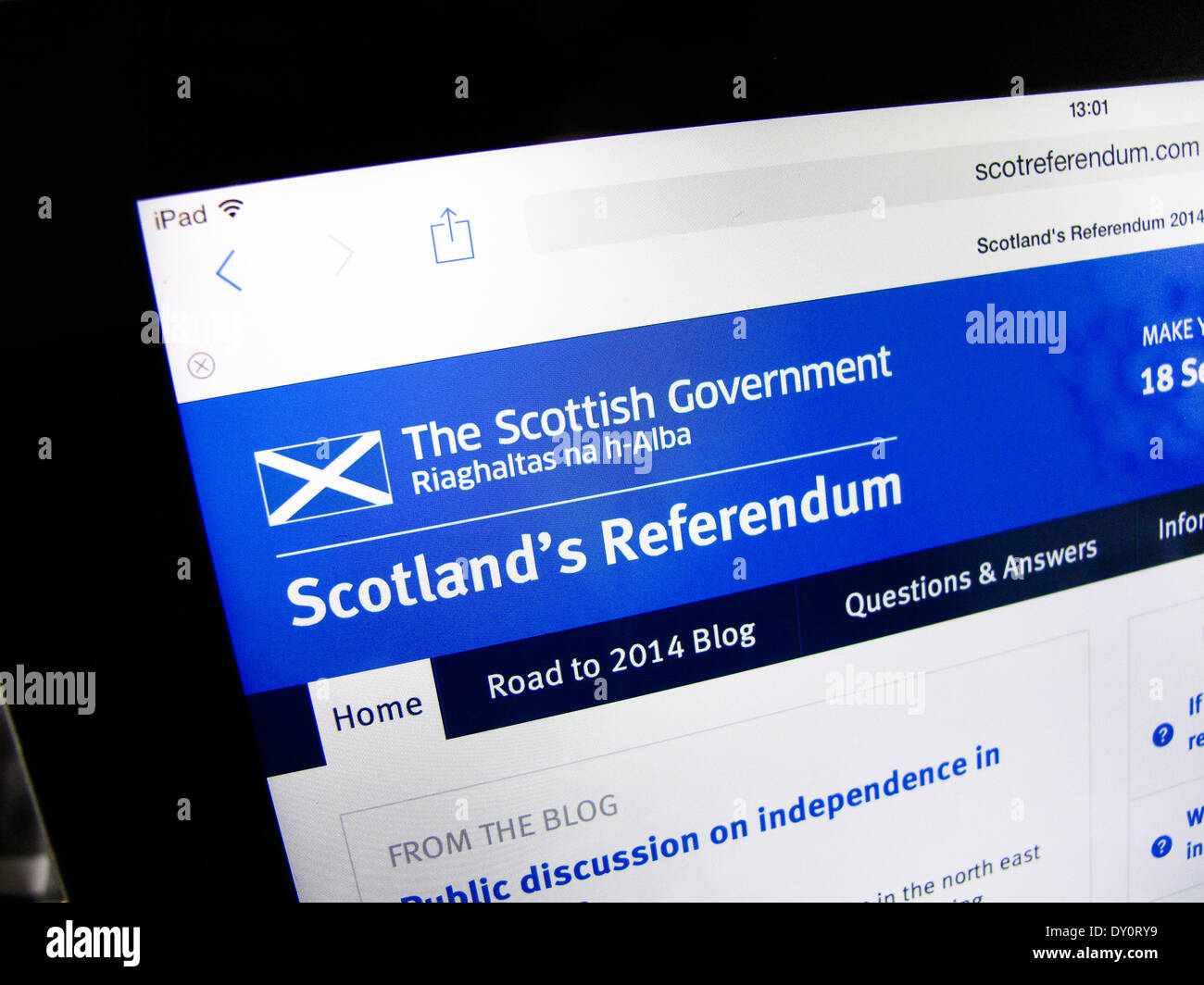 Website der schottischen Regierung Referendum auf dem iPad Stockfoto Website der schottischen Regierung Referendum auf dem iPad Stockfoto