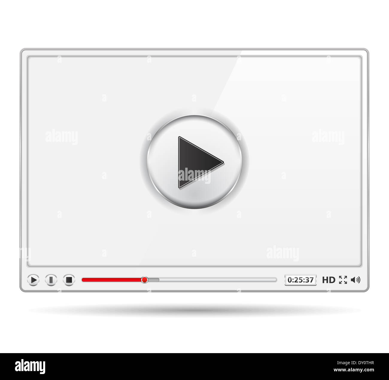 Weiße video Player-Vorlage Stockfoto