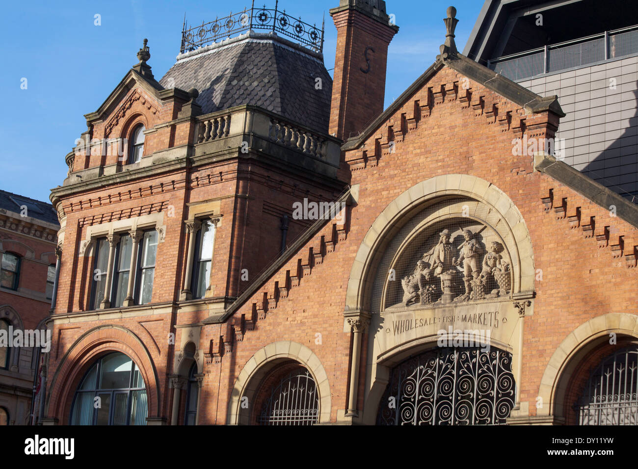 Ehemaliger Eingang zum The Fish Market Teil der ehemaligen Smithfield Markt Northern Quarter Manchester England Stockfoto