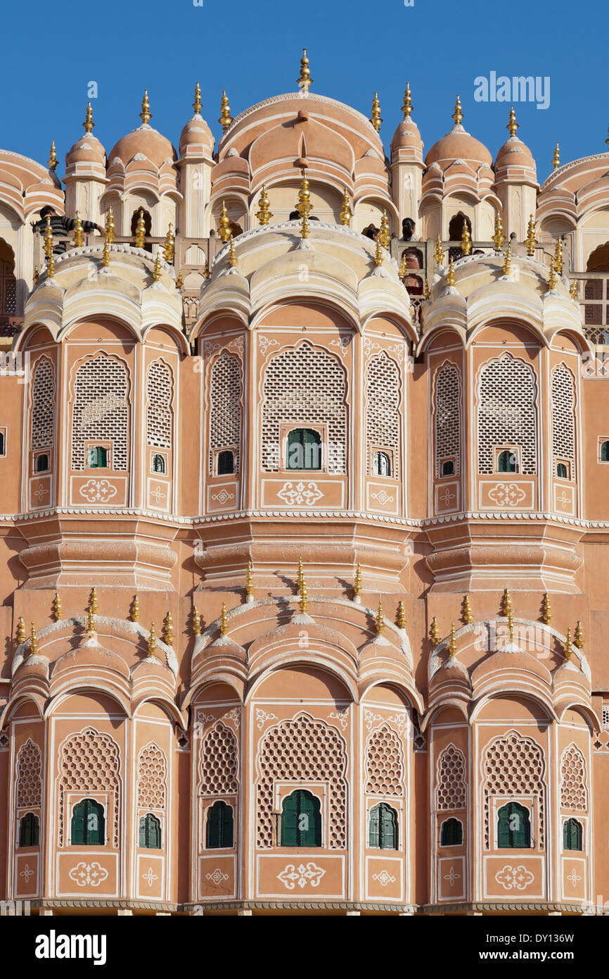 Jaipur, Rajasthan, Indien. Hawa Mahal oder Palast der Winde Stockfoto