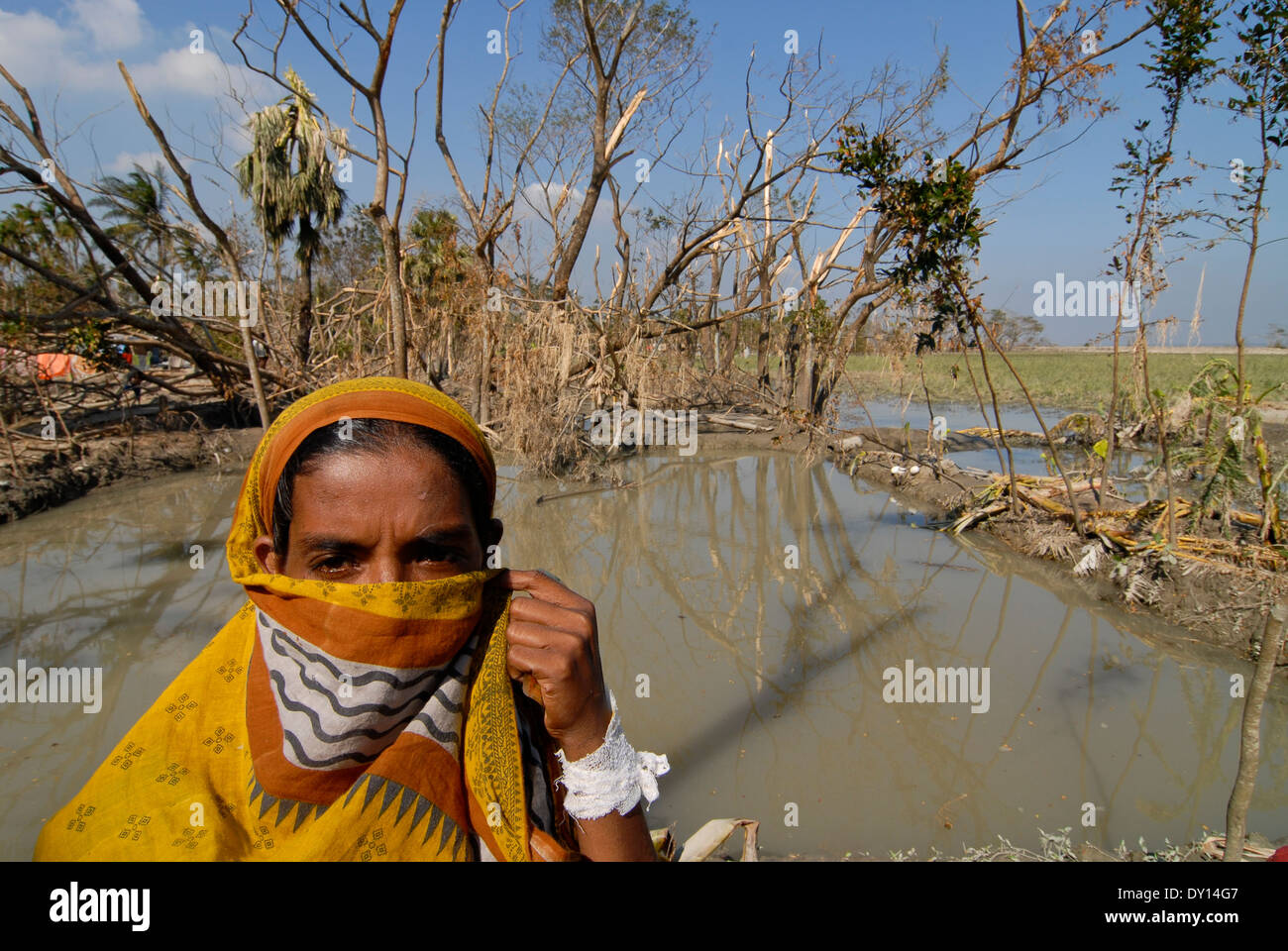 Bangladesch Distrikt Bagerhat, Zyklon Sidr und Flut zerstört Dörfer im Süden khali Stockfoto