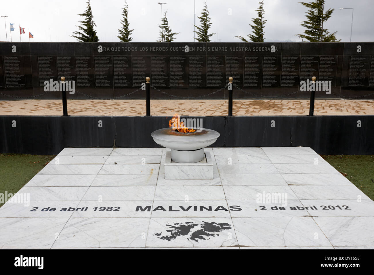 ewige Flamme Islas Malvinas Krieg Denkmal Ushuaia, Argentinien Stockfoto