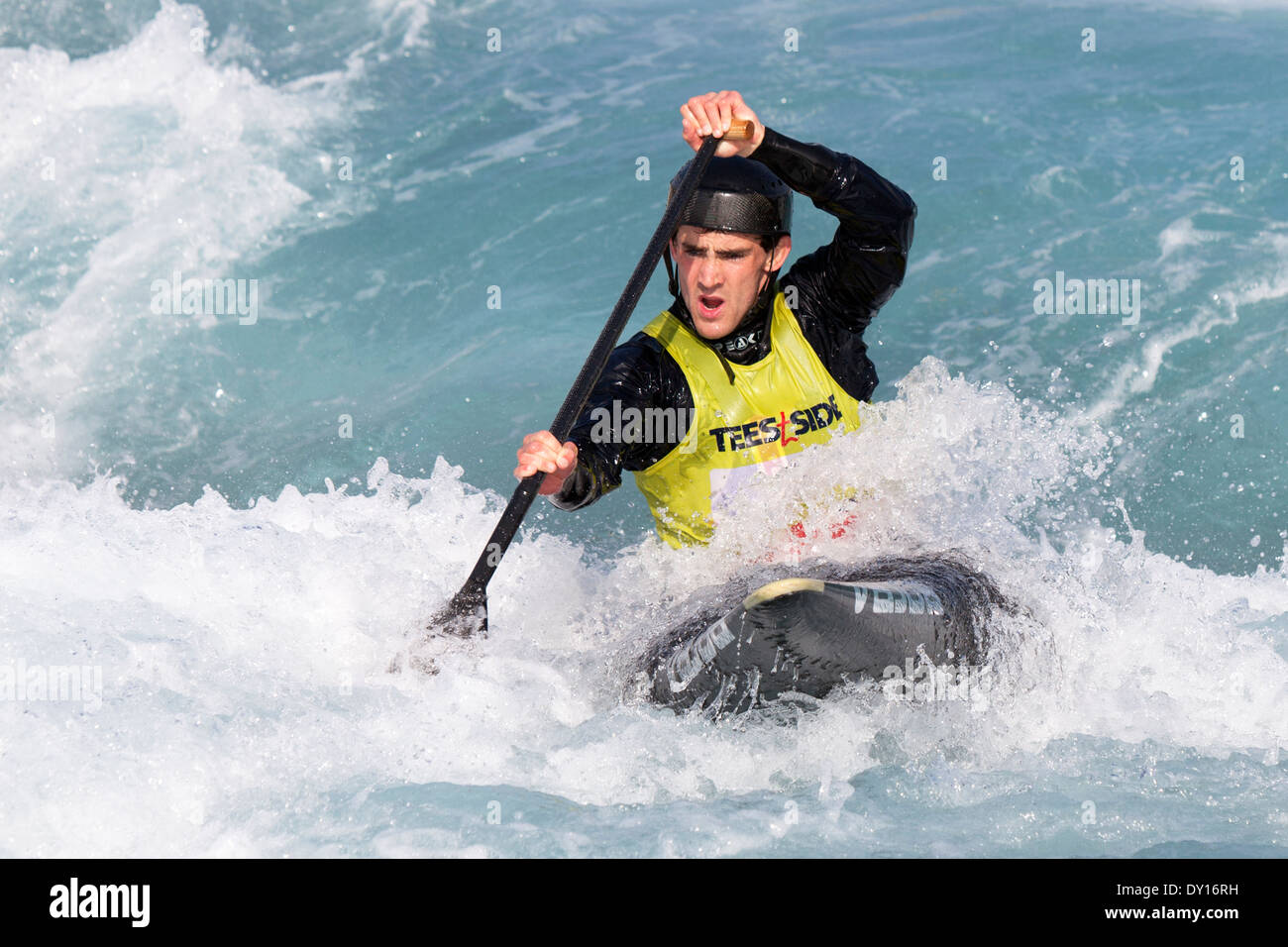 Thomas Quinn, Halbfinale C1 Männer GB Kanu Slalom 2014 Auswahl Studien Lee Valley White Water Centre, London, UK Stockfoto