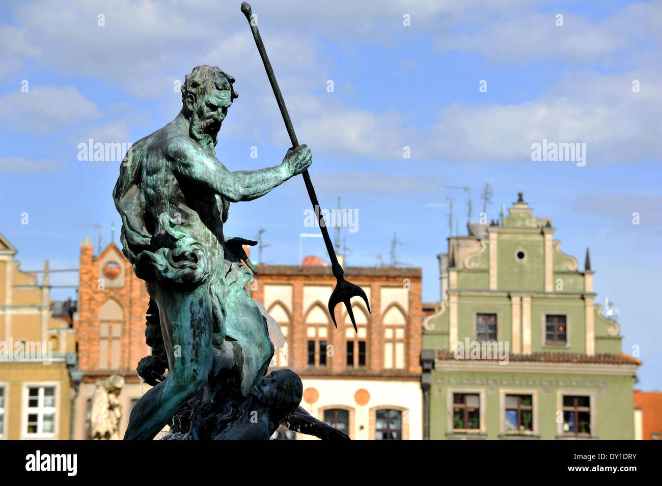 Neptun-Statue, Marktplatz, Poznan, Wielkopolska Provinz Polen Stockfoto