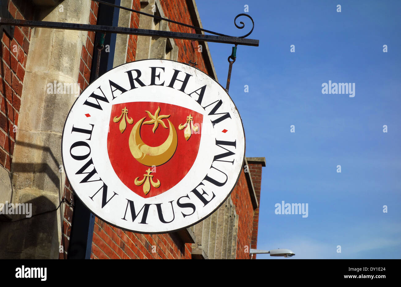 Wareham Stadt Museum Zeichen, Dorset, England, UK Stockfoto