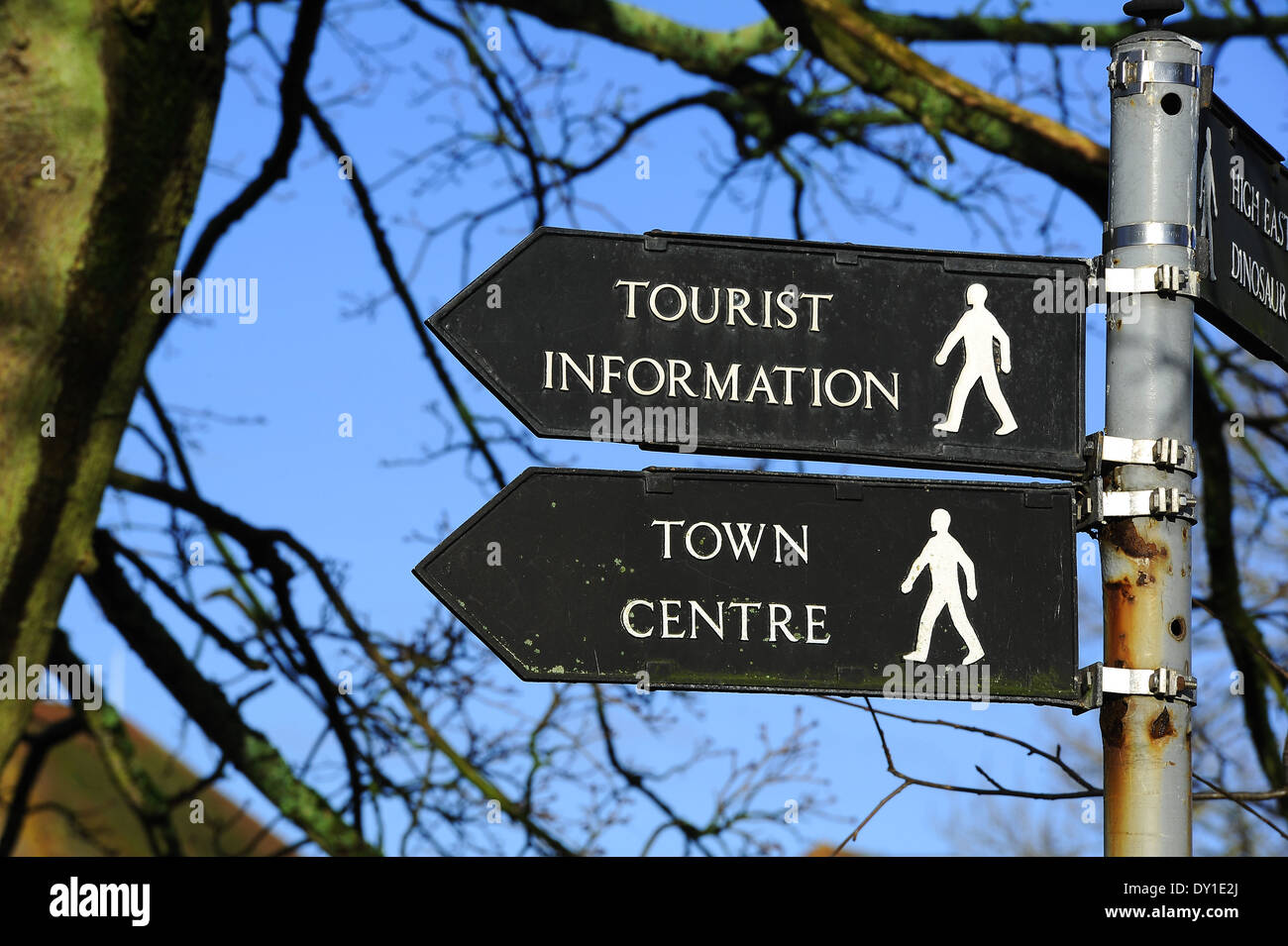 Tourist-Information zu signieren, Stadtzentrum Zeichen, UK Stockfoto