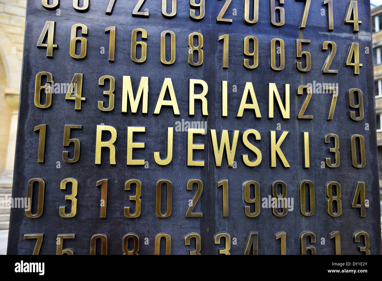 Denkmal für 3 polnischen Mathematiker geholfen knacken Enigma-Code im zweiten Weltkrieg in Posen, Provinz Großpolen, Polen. Stockfoto