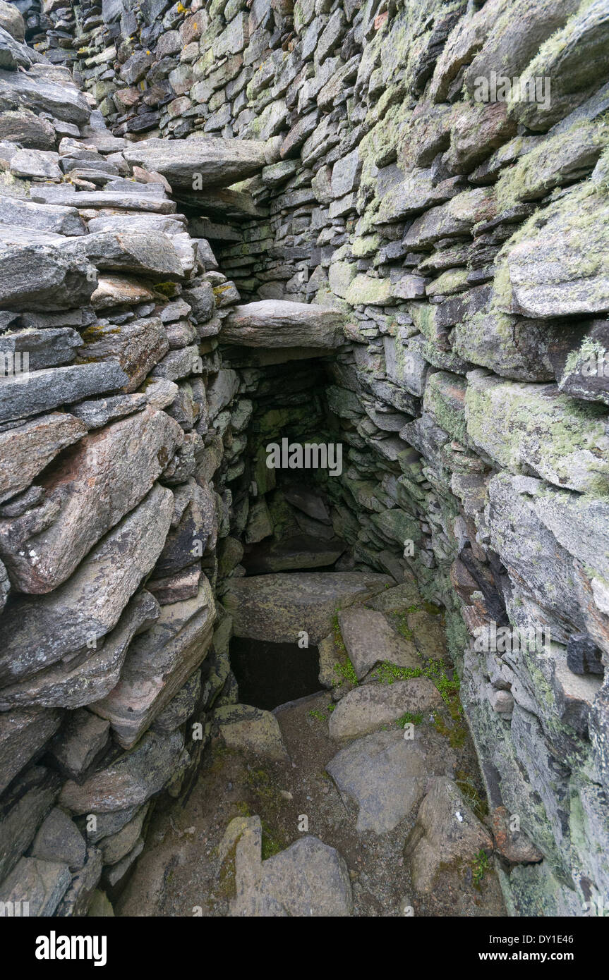 Innere Struktur der Dun Carloway (Dun Chàlabhaigh) Broch, Isle of Lewis, Western Isles, Schottland, UK Stockfoto