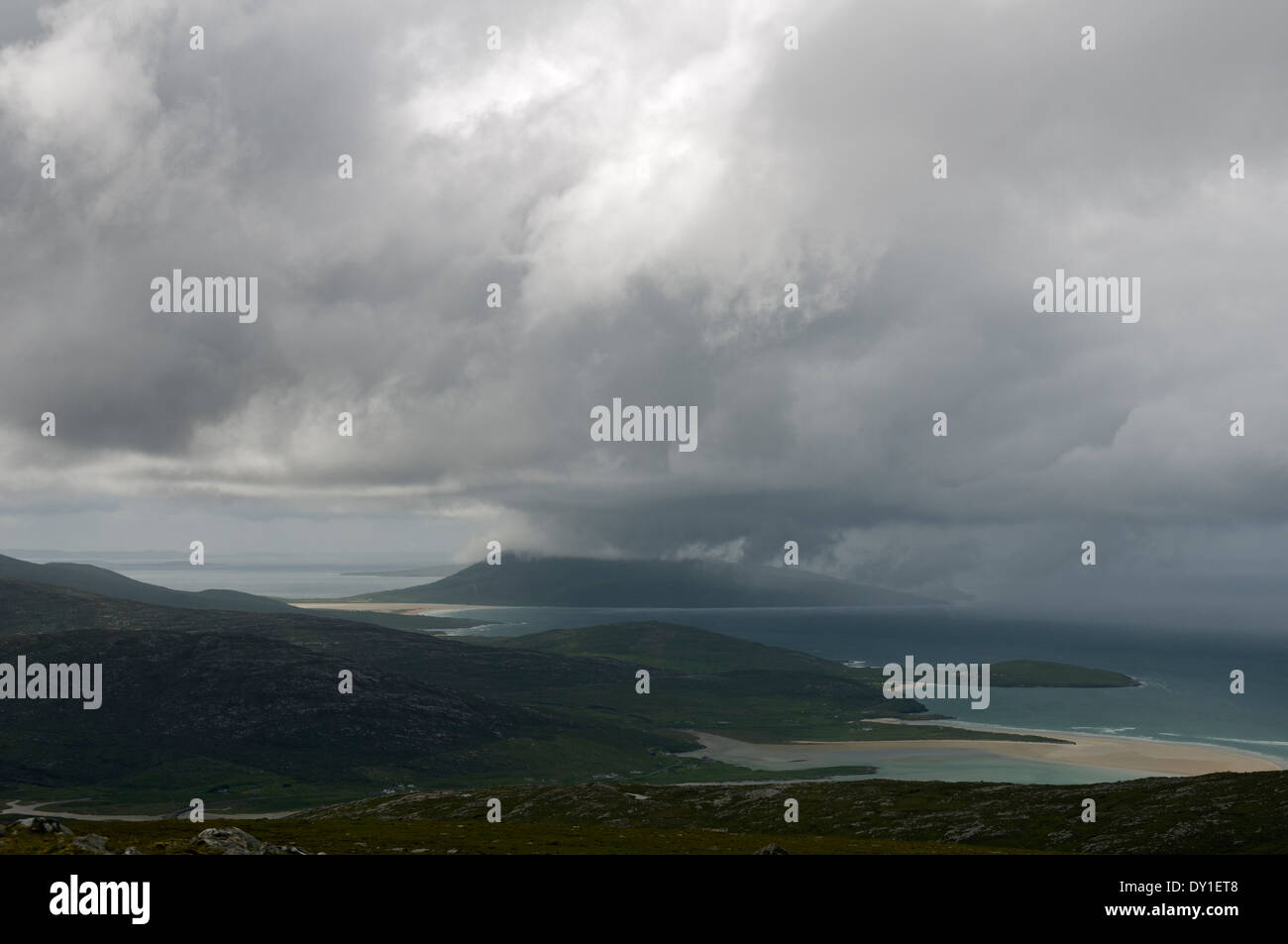 Sturm über Ceapabhal (Toe Head - Gob ein Tobha), Beinn Dhubh, Harris, Western Isles, Schottland, UK Stockfoto